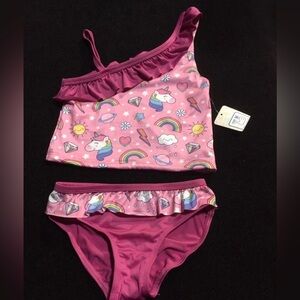 Brand new Swiggles toddler girl size 4T unicorn two piece tankini swimsuit
